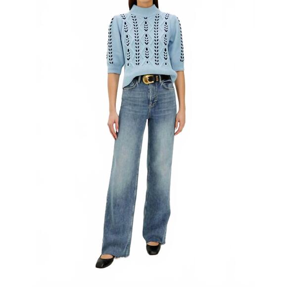 NEW RAILS women's addy mock neck sweater in sky navy cables - Picture 4 of 6